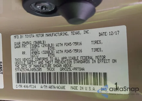 2018 Toyota Tacoma Sr5 V6 из США, поврежденный, VIN 5TFAZ5CN4JX056305